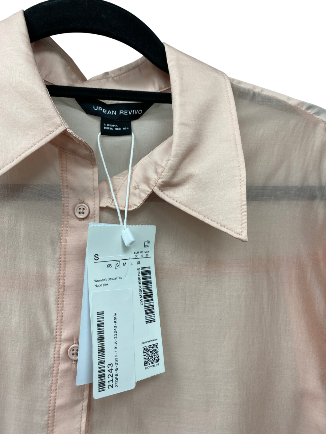 Urban Revivo Pink Semi Sheer Shirt UK 8