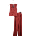 DISSH 2-piece Fran Sahara Red Linen Vest & Tailored Wide Leg Trouser Set UK 6