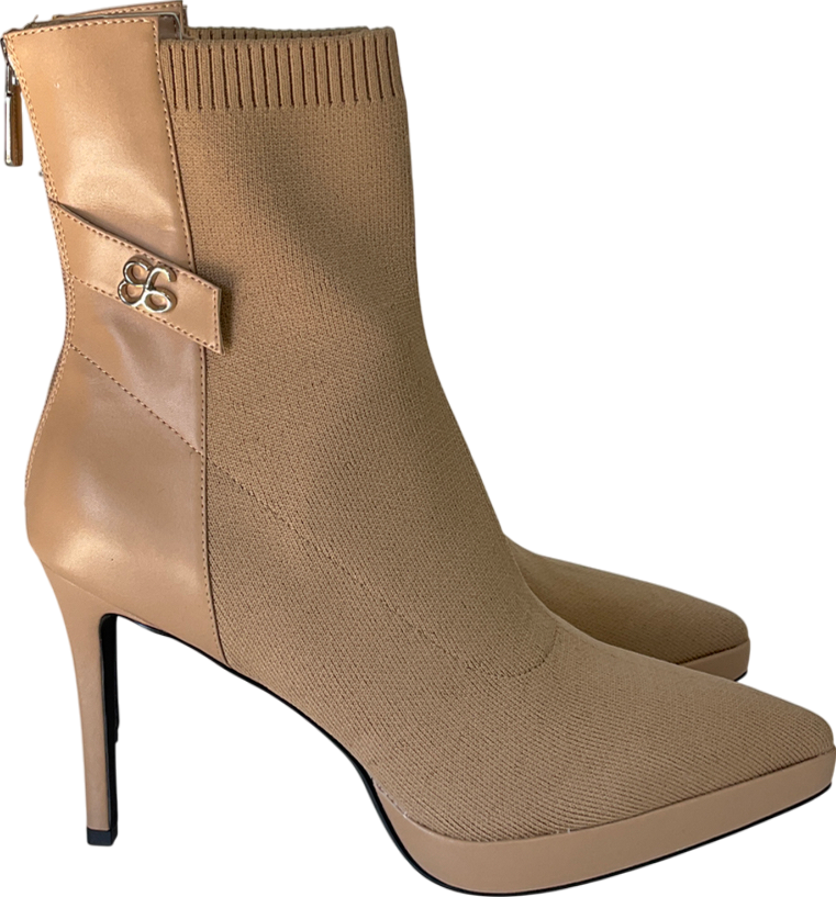 cosy island Beige Minimalist Pointed Toe Sock Ankle Boots UK 11 EU 45 👞