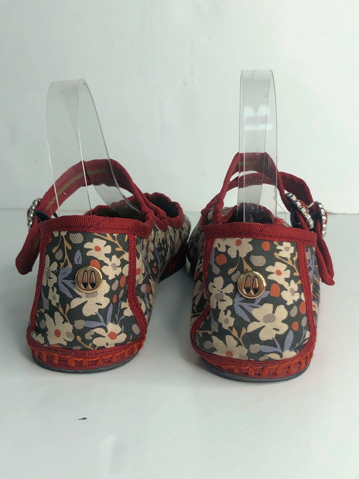 Sveti Stefan Red Floral Print Mary Jane Shoes UK 5 EU 38