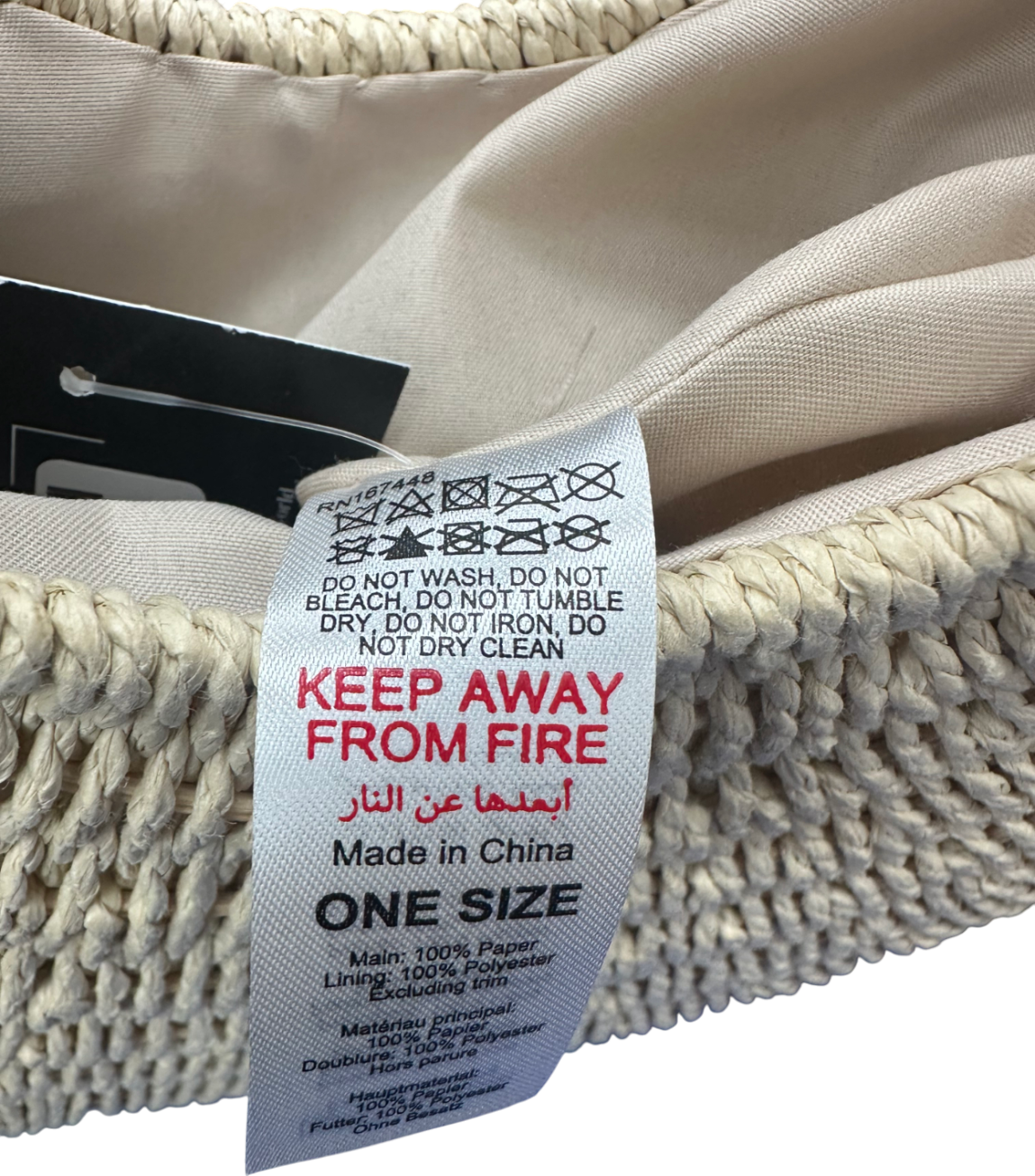 Structured Straw Bah with leather look handle