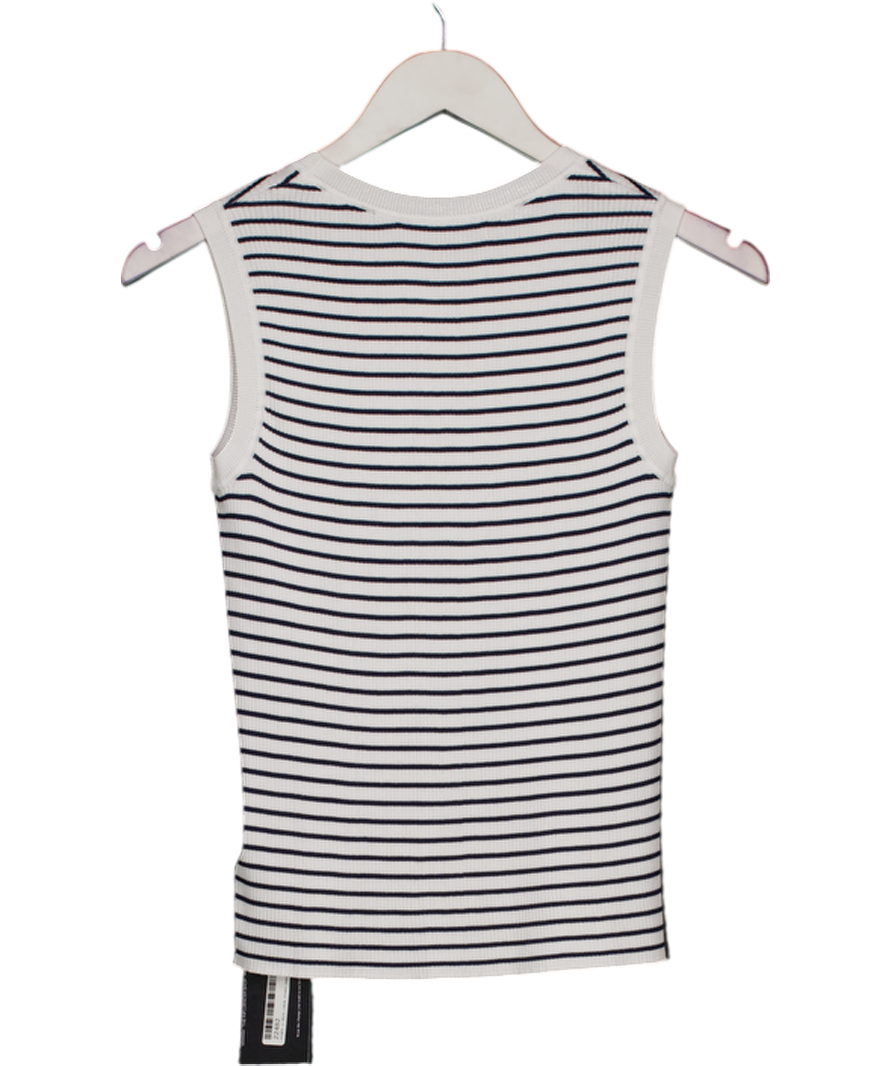 GOELIA Navy Blue / White Striped Sleeveless Knit Top UK M