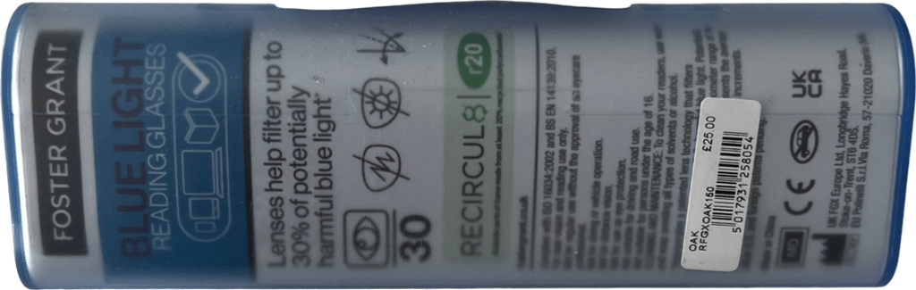 foster grant Oak Lenses Reading Glasses Black +1.5