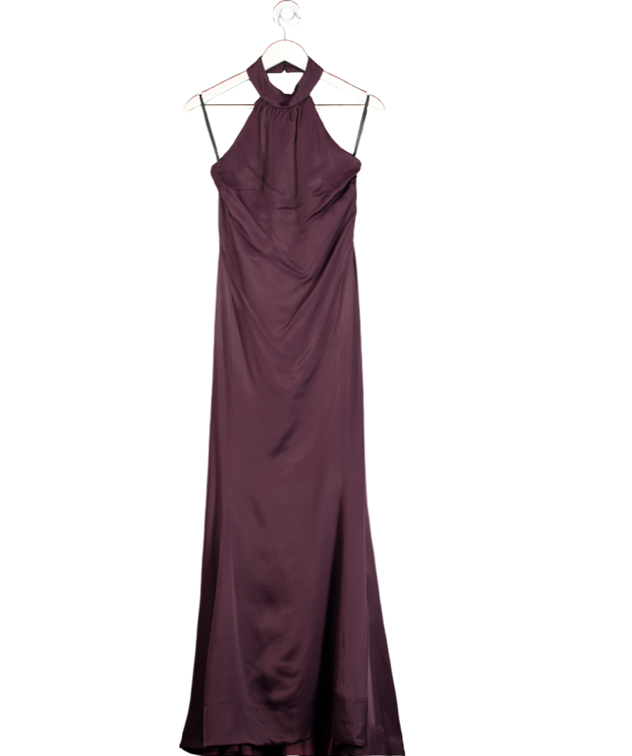 Karen Millen Purple Petite Compact Stretch Essential Tailored High Neck Dip Hem Midi Dress UK 6 UK 6