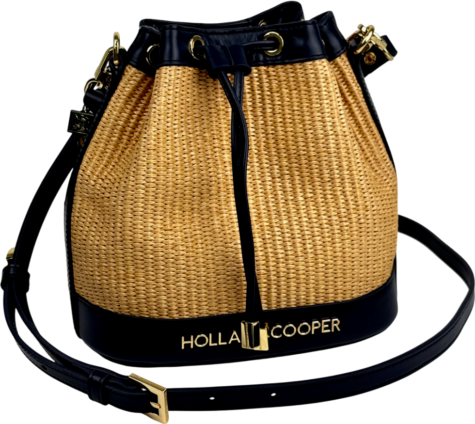 HOLLAND COOPER Abbot Bucket Bag Rattan / Navy Blue