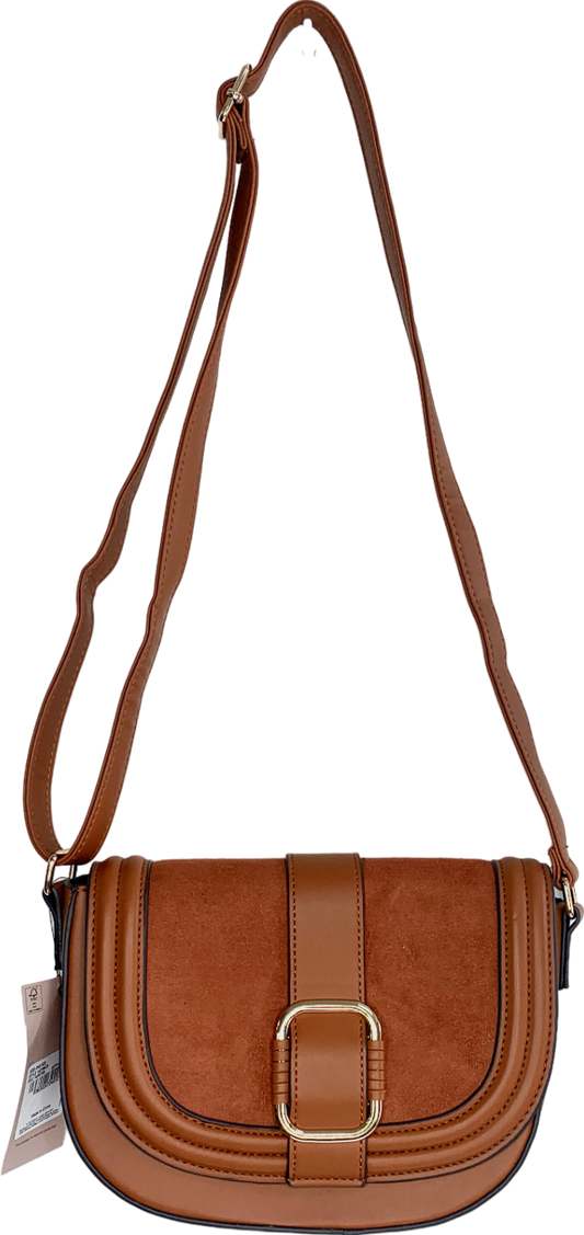 TU Brown Tan Cross Body Saddle Bag One Size