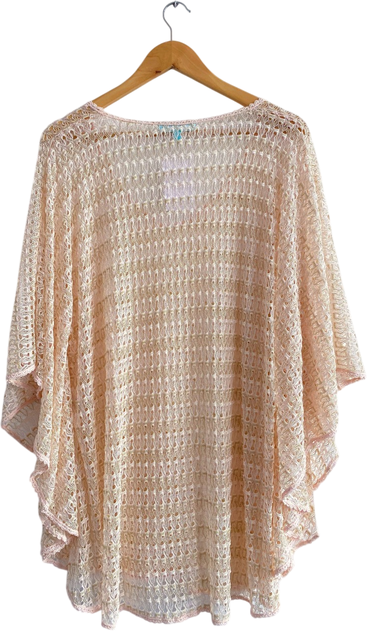 Melissa Odabash Pink Blush Ink Crochet Knit Cover Up One Size
