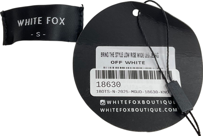 White Fox White Bring The Style Low Rise Wide Leg Jeans UK S