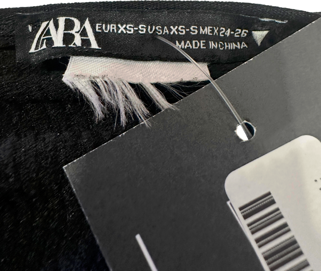 ZARA Black Ribbed Crochet Detail Mini Dress UK XS/S