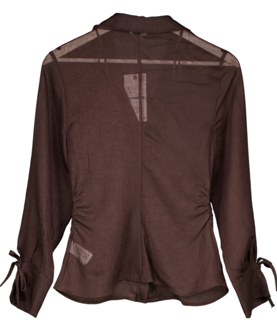 ZARA Brown Taupe Blouse Shirt UK XS