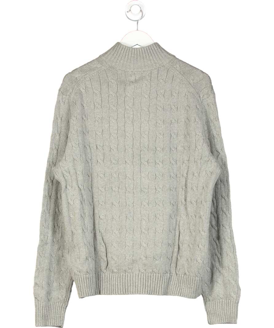 Polo Ralph Lauren Grey Cable-knit Cotton Quarter-zip Jumper In Original Gift Box UK XL