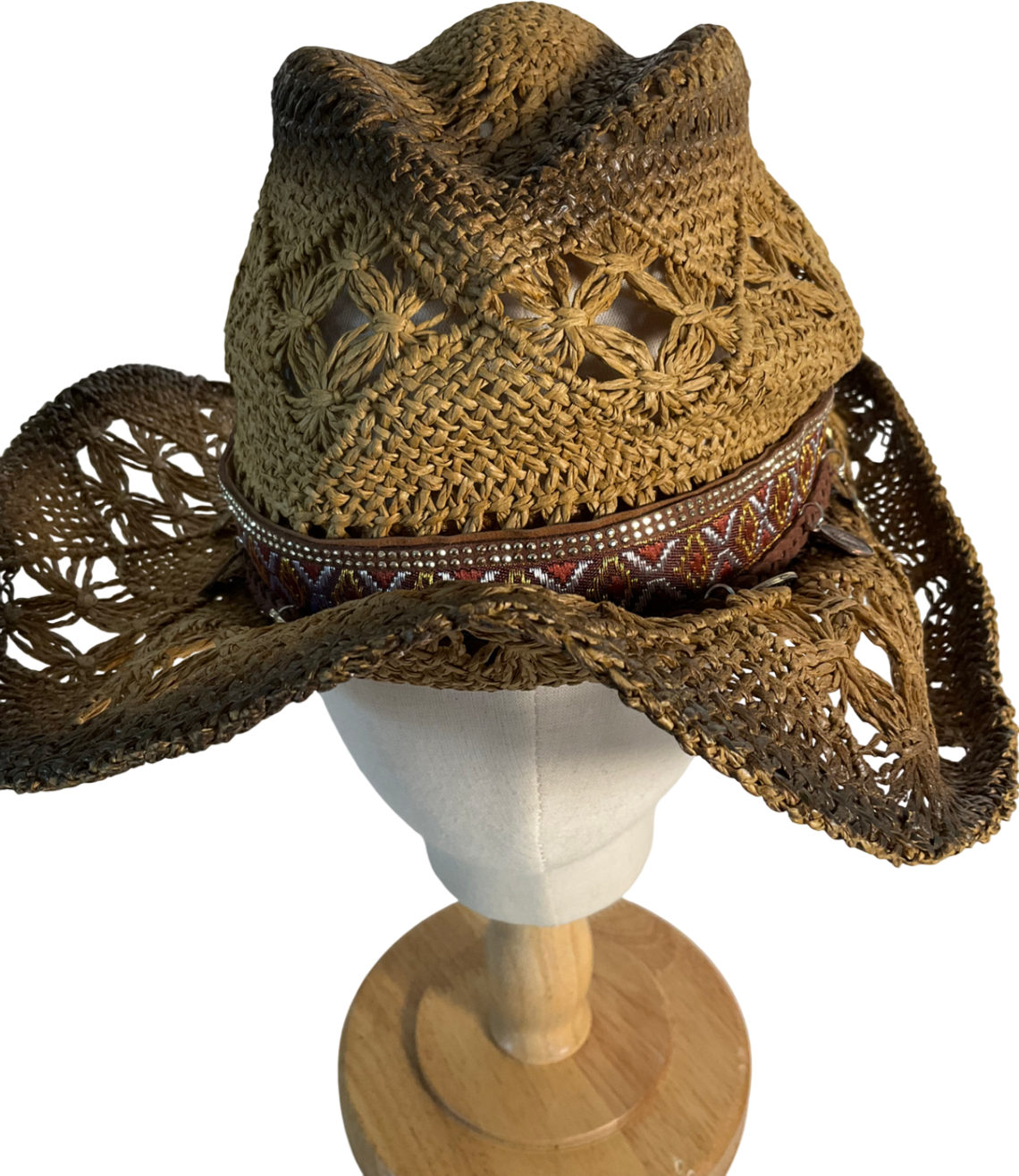 Accessorize Brown Cowboy Straw Hat One Size