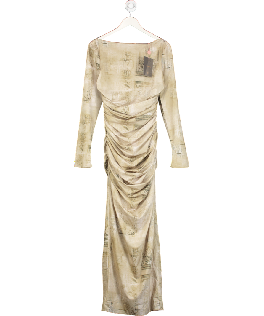 House of CB Green Lanetta Pale Sage Print Maxi Dress UK M