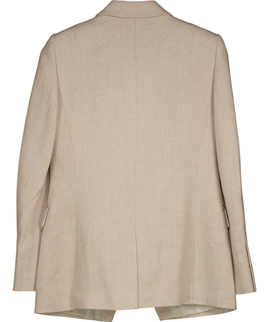 REISS Beige Devon Linen Blend Double Breasted Suit Jacket UK 10