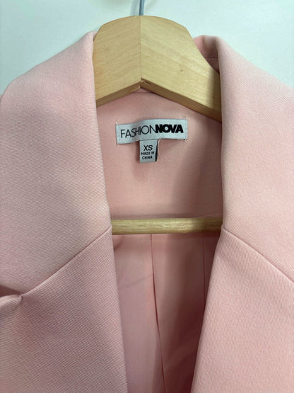 Fashion Nova Pink Belted Tailored Blazer XS