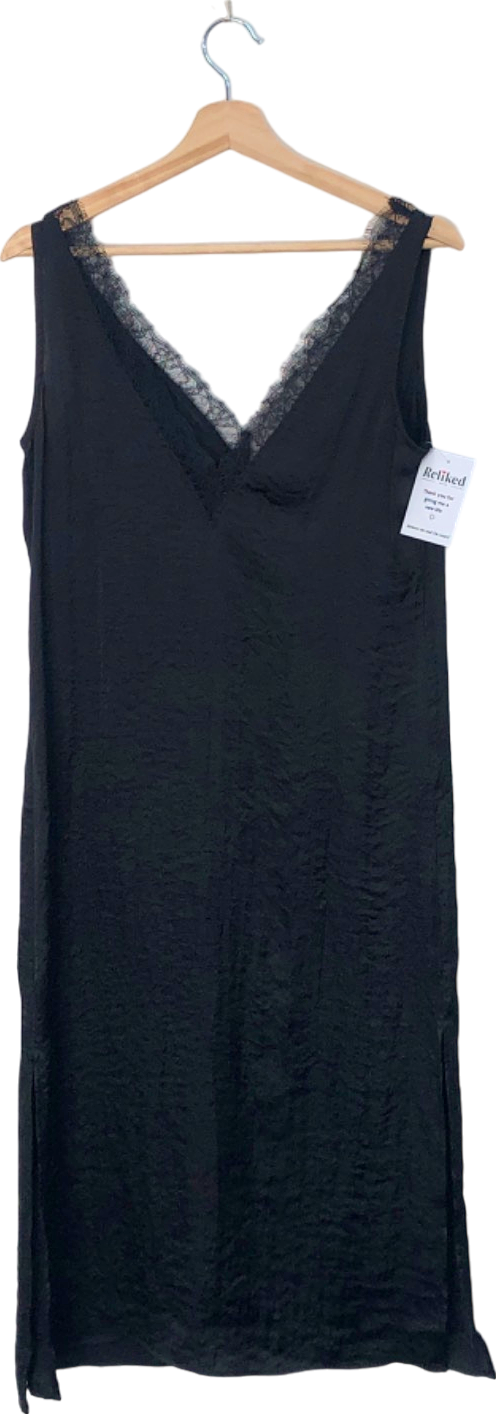 Lefties Black Lace-Trim Slip Dress XS