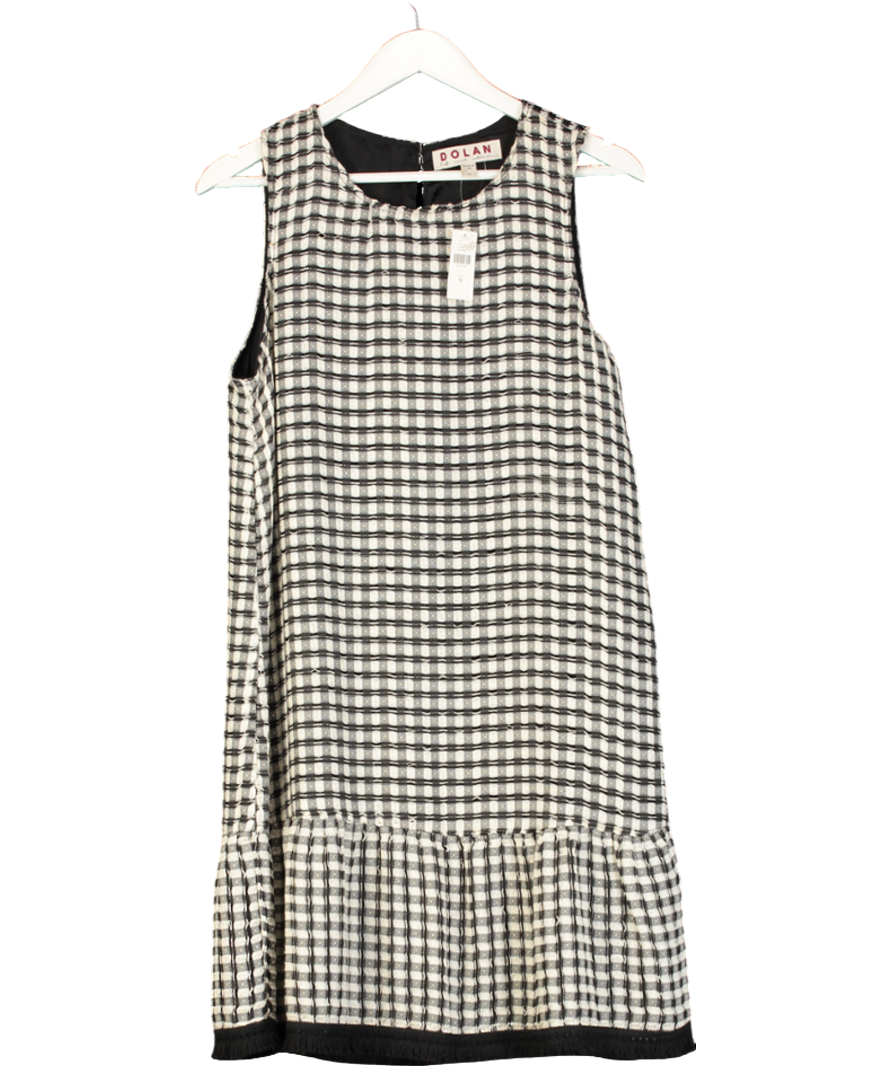 ANTHROPOLOGIE Dolan Black White Check Drop Waisted Dress UK M
