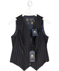 HOLLAND COOPER 100% Wool Hampton Waistcoat Navy Blue Chalk Pinstripe UK 10
