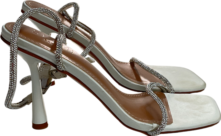 Simmi London White Mollie Stone Diamante Heeled Sandals UK 5 EU 38 👠