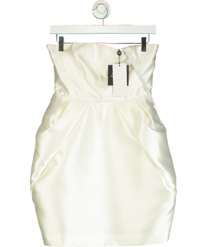 Club L Cream Ivory Bandeau Mini Dress With Tulip Skirt UK 8