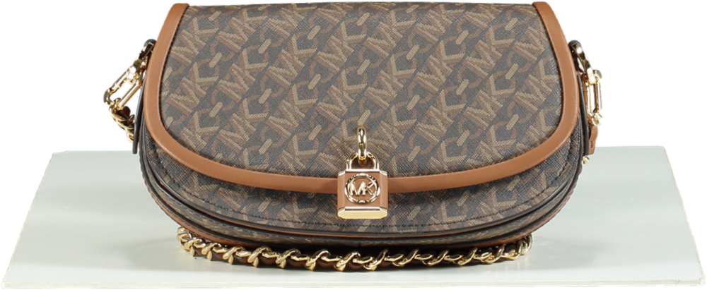 Michael Kors Brown Mila Faux Leather Small Chain Messenger Chain Bag