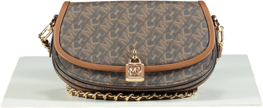 Michael Kors Brown Mila Faux Leather Small Chain Messenger Chain Bag