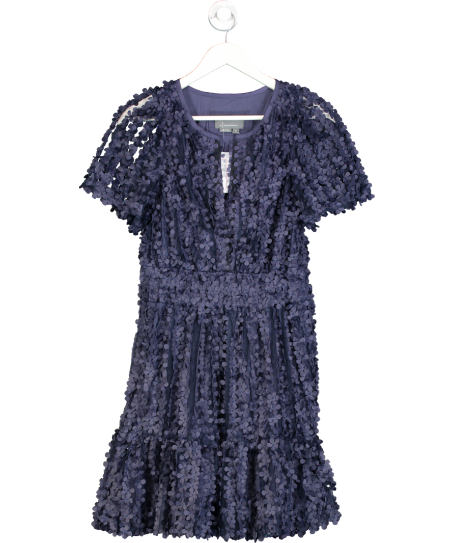 Anthropologie Blue The Somerset Mini Dress: Floral Appliqué Edition UK M