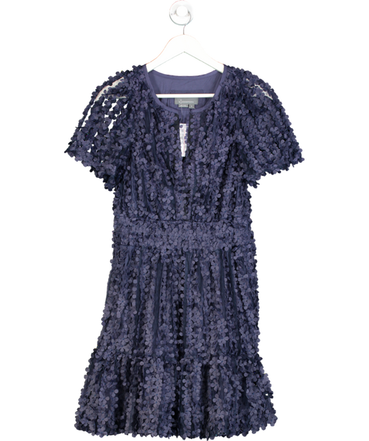 Anthropologie Blue The Somerset Mini Dress: Floral Appliqué Edition UK M