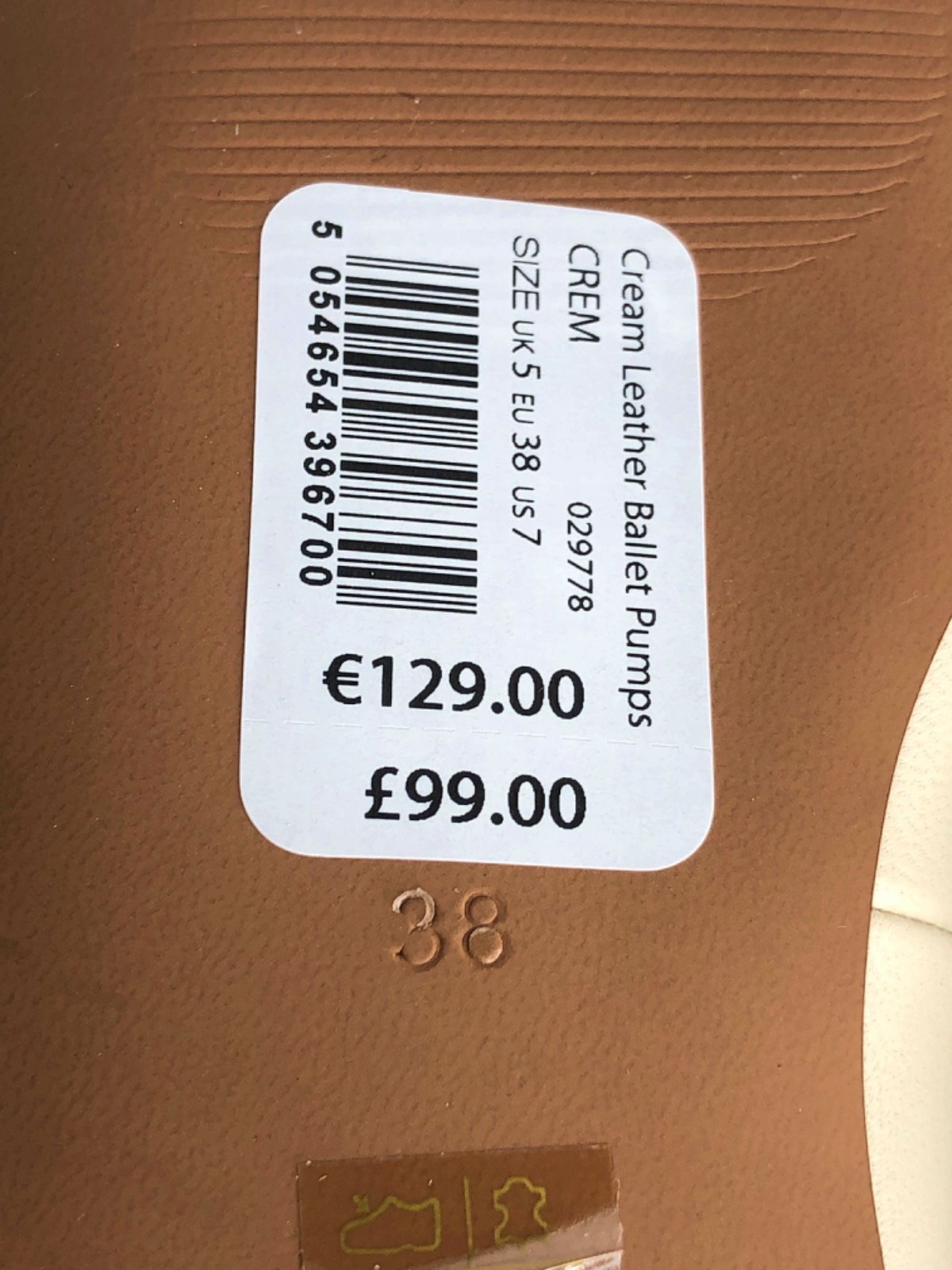 Mint Velvet Cream Leather Ballet Pumps UK 5 EU 38