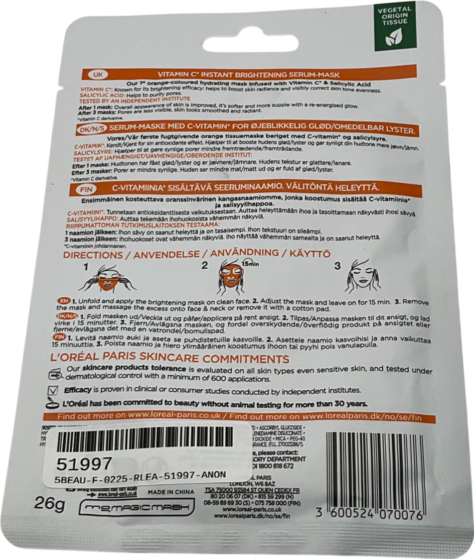 loreal Vitamin C Brightening Serum Mask One sheeT