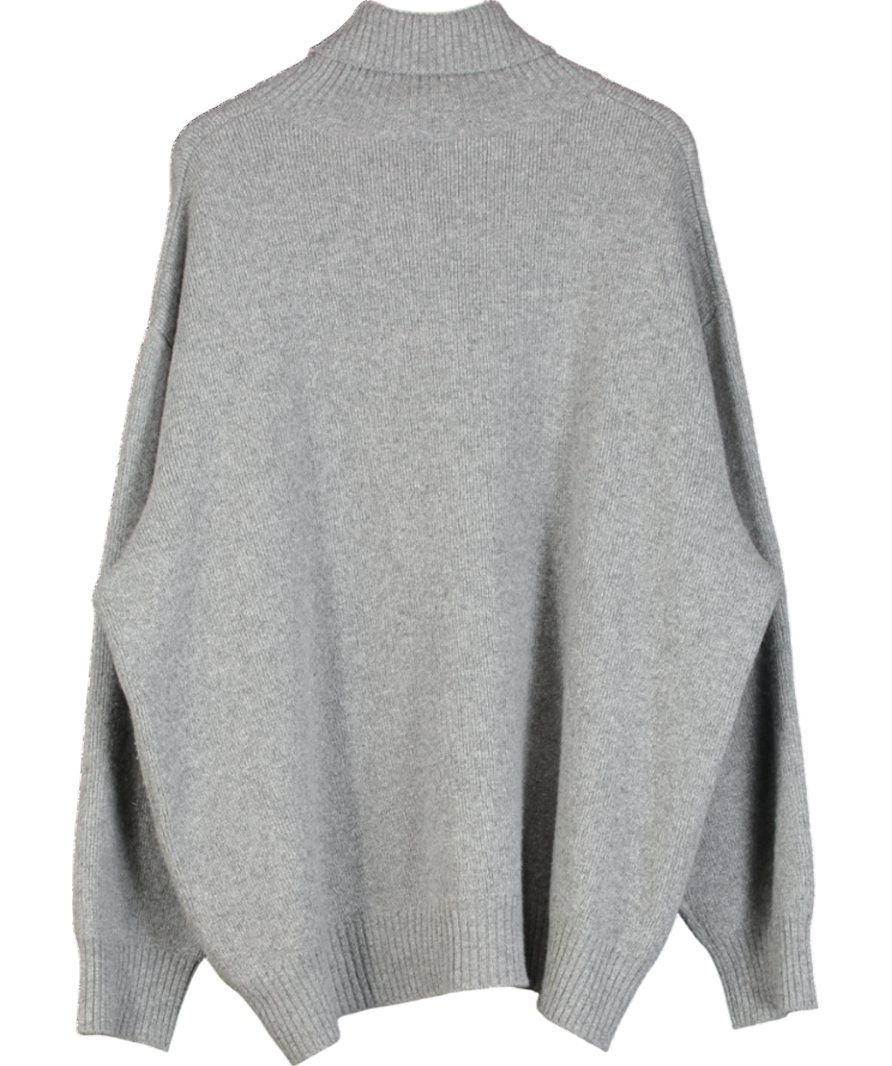 Raey Grey Displaced-sleeve Roll-neck Wool Sweater UK S/M