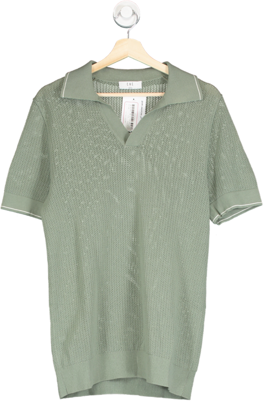 Che Green Open Knit Polo Shirt UK M