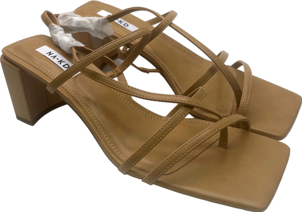 NA-KD NUDE Strappy block heel Sandals EU 40 UK 7