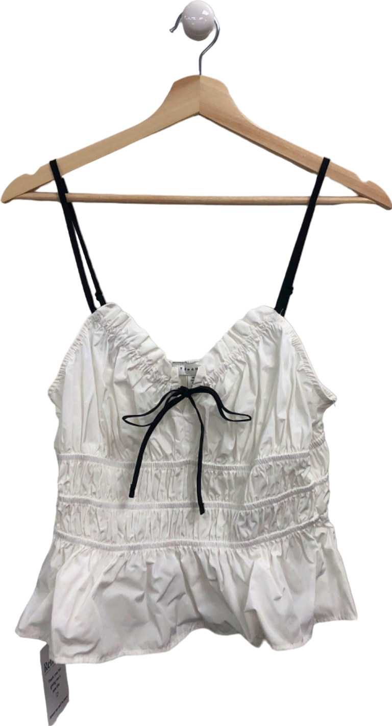 Topshop White Ruched Camisole Top UK 10