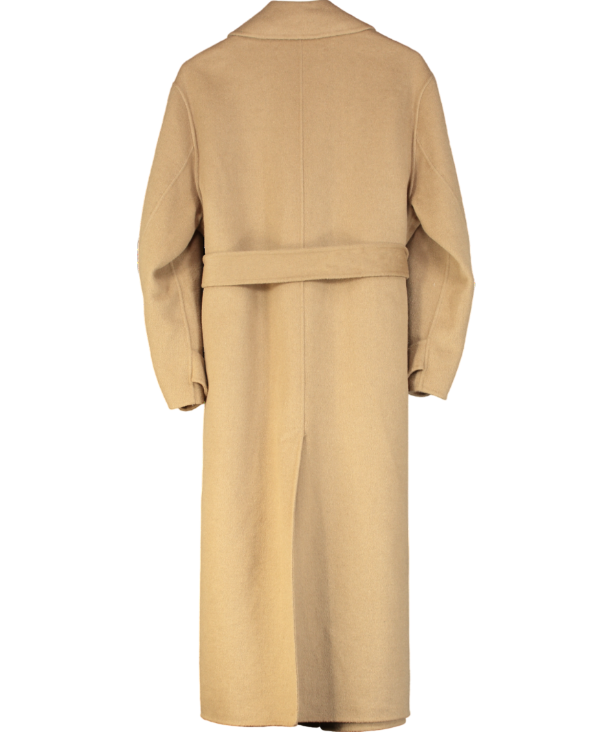 ZARA Nude Wool-blend Tie-belt Coat UK S