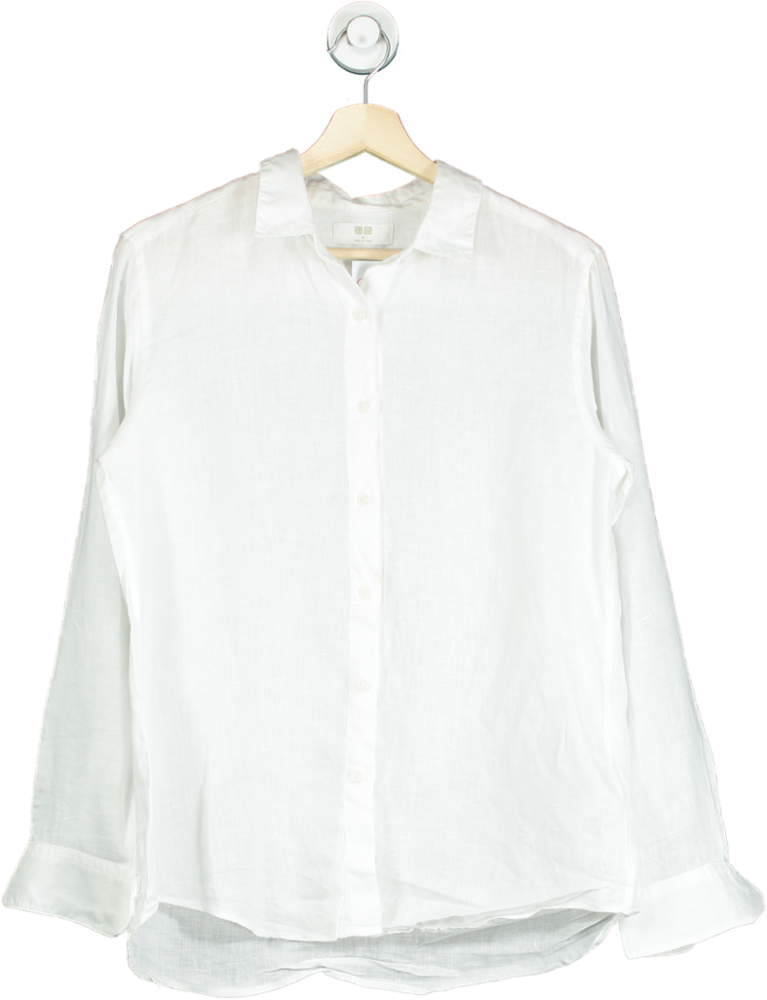 UNIQLO White Linen Long Sleeve Shirt UK M