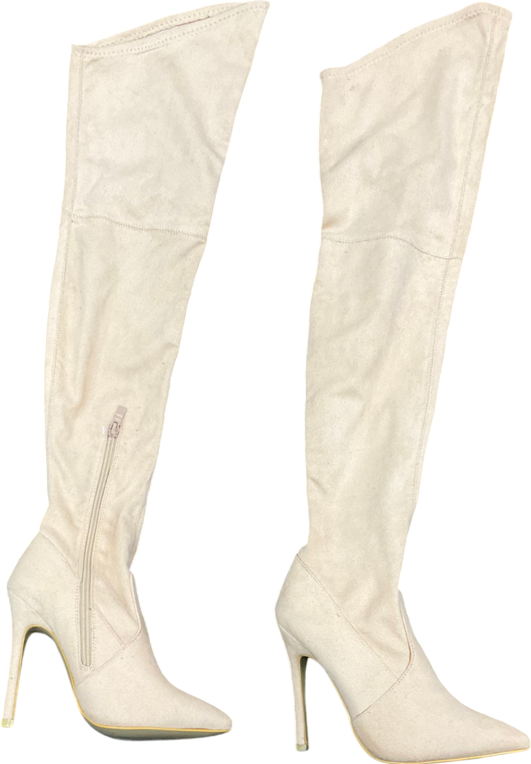 bygeorgiak Cream Thigh High Boots UK 4 EU 37