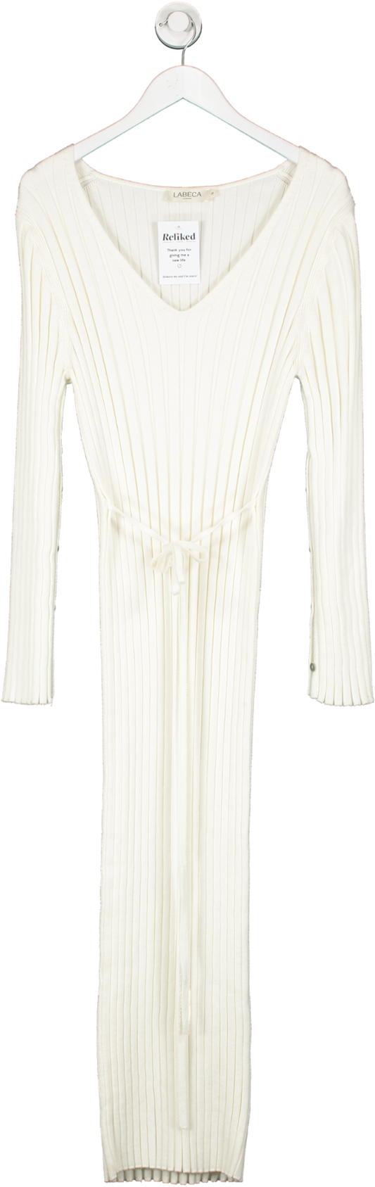 Labeca Cream Sienna Ecru Ribbed Long Sleeve Maxi Dress UK S