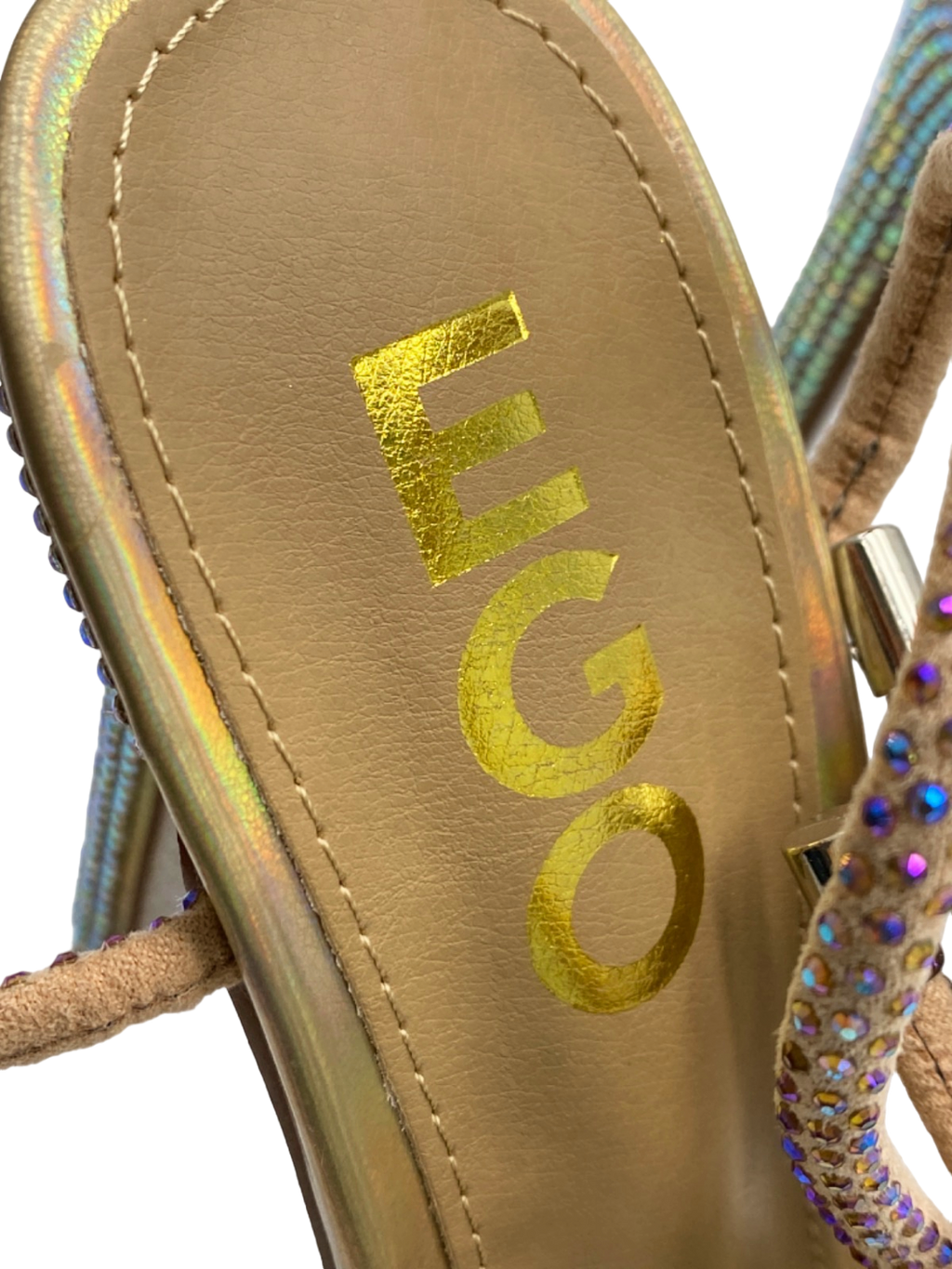 EGO Beige Holographic Open Toe Heels UK 4