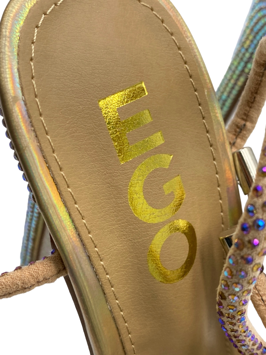 EGO Beige Holographic Open Toe Heels UK 4