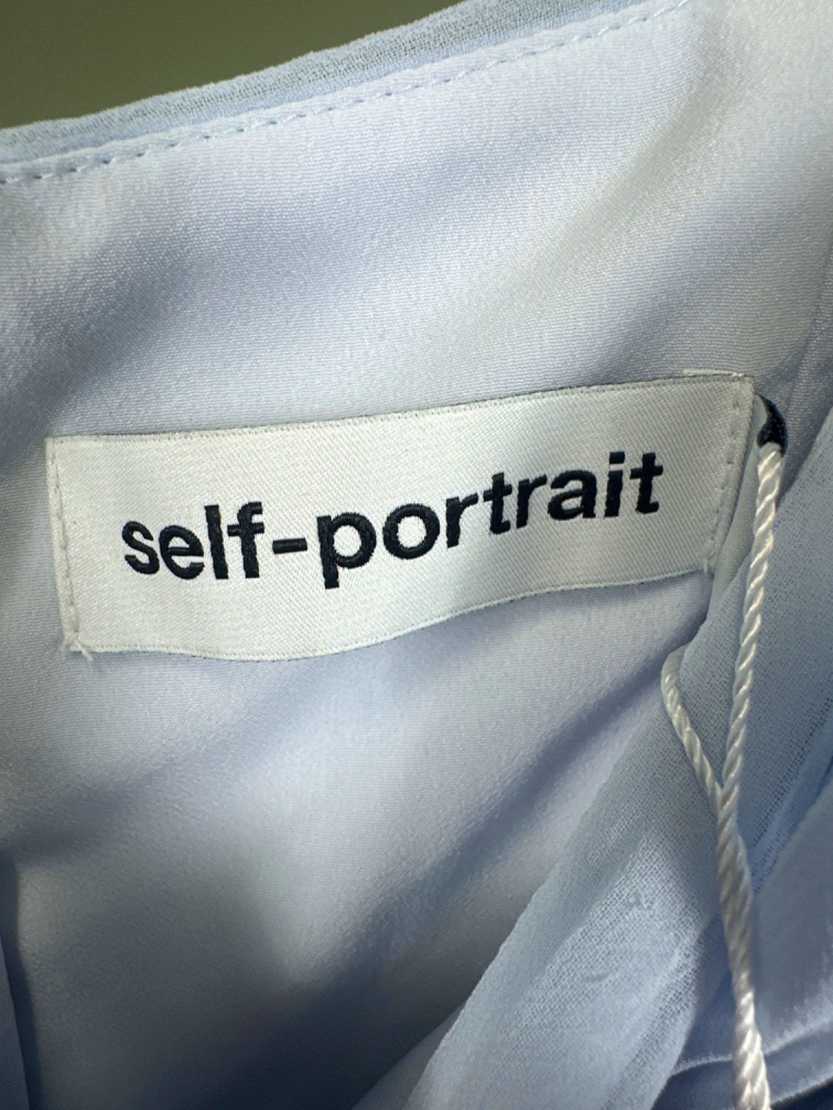 Self-Portrait Light Blue Sweetheart-Neck Pleated-Chiffon Midi Dress Size UK 10