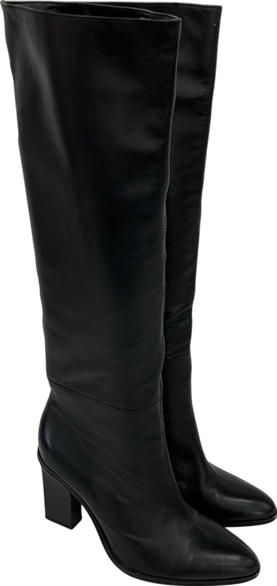 ZARA Black Leather Knee High Boots UK 6 EU 39 👠