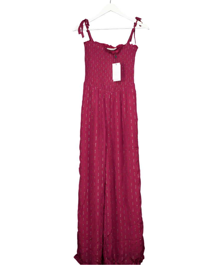 Cecilie Copenhagen Red Burgundy Evelyn Tie-strap Jumpsuit UK M