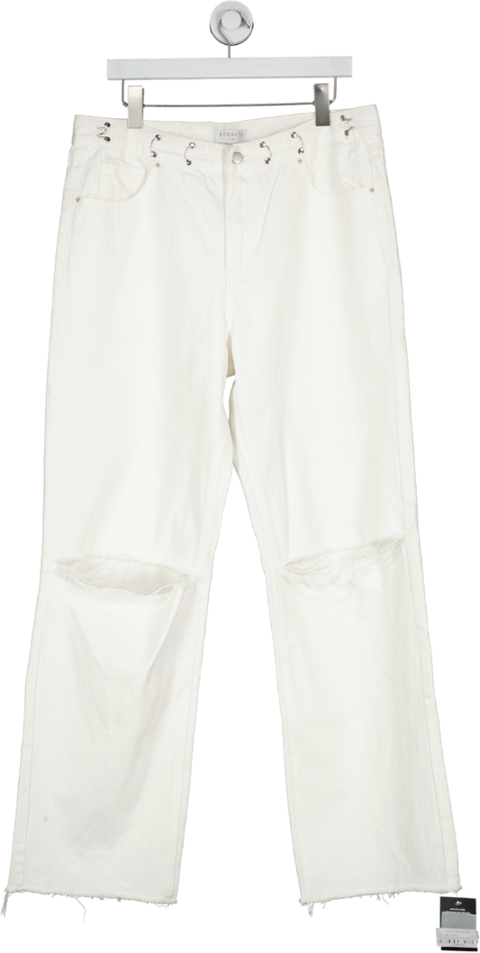 storets White Cotton Vera Slash Cutout Jeans UK S/M