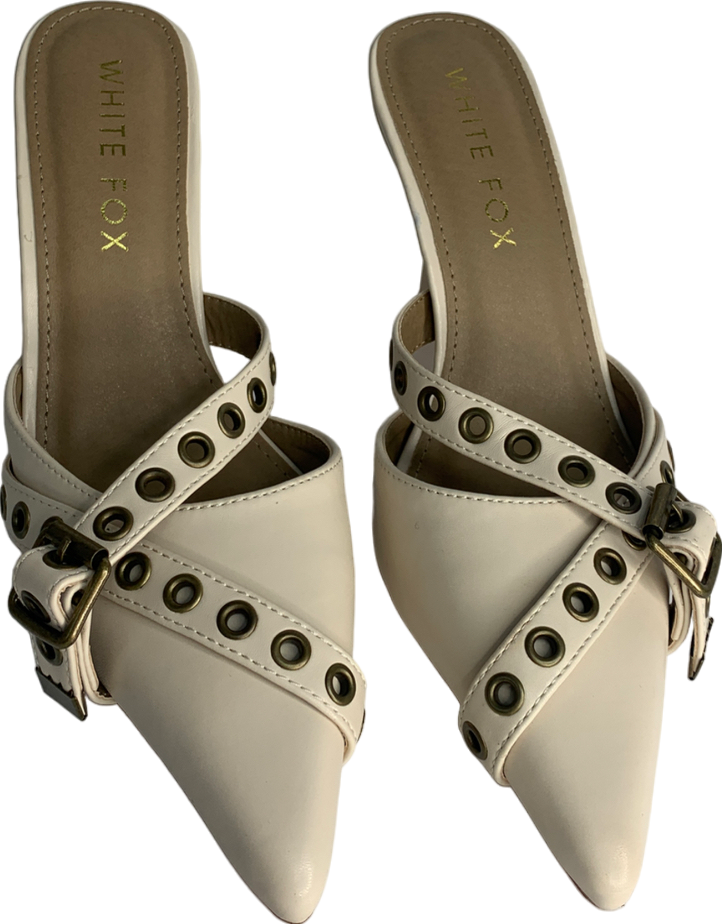 White Fox Cream Buckle Heels UK 5 EU 38 👠