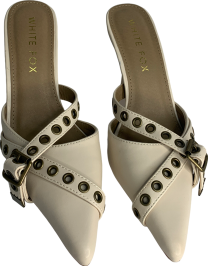 White Fox Cream Buckle Heels UK 5 EU 38 👠