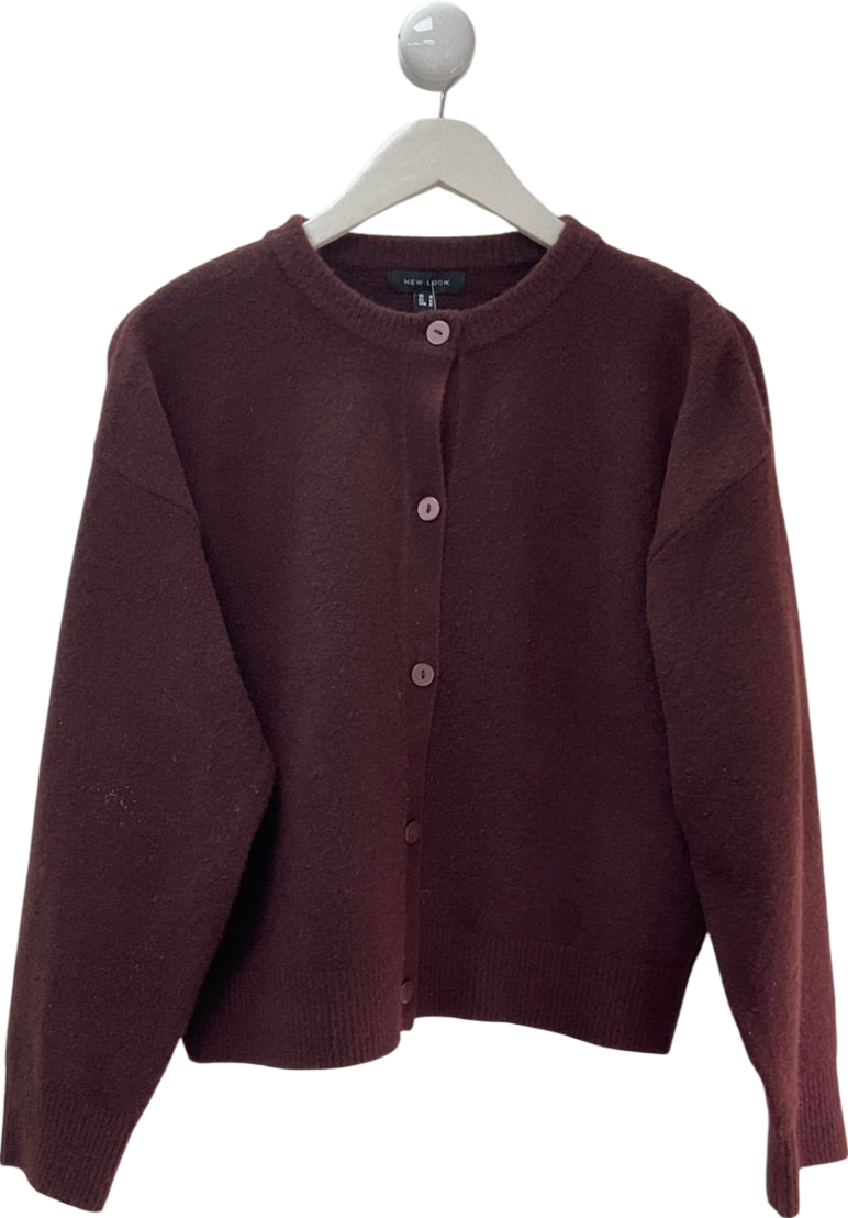 New Look Purple Burgundy Crew Neck Cardigan UK M