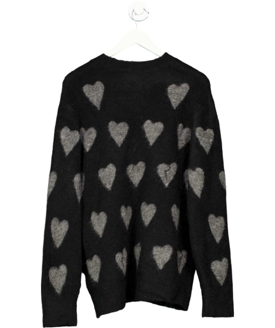 All Saints Black Amora Love Heart Jacquard Jumper UK S