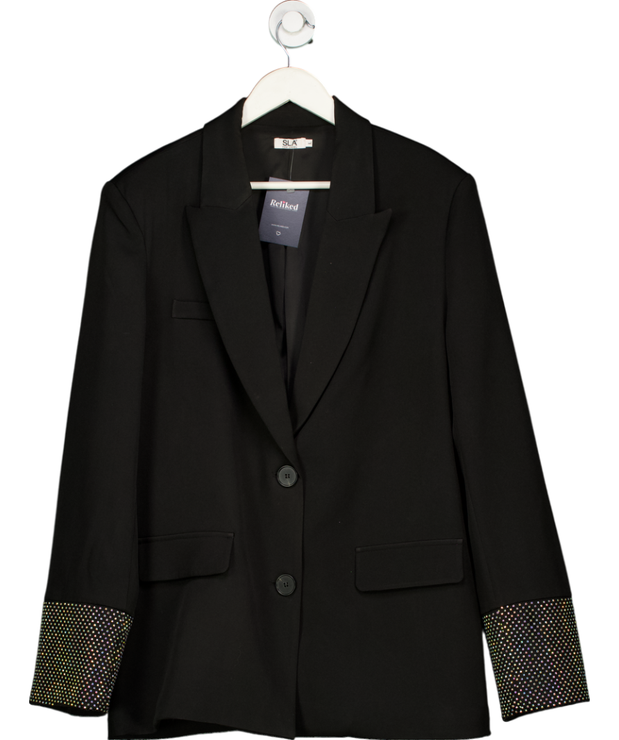 SLA the label Sla The Label Black / Silver Diamante Cuff Blazer UK M