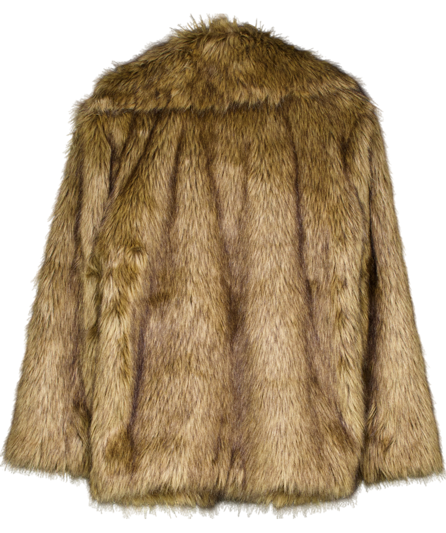 Motel Brown Faux Fur Coat UK XS